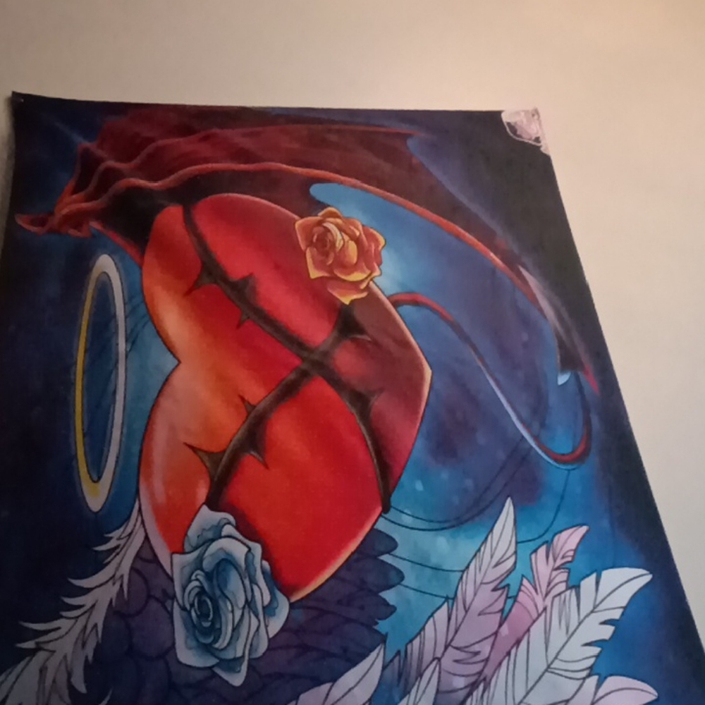 Vibrant Heart Illustration with Roses